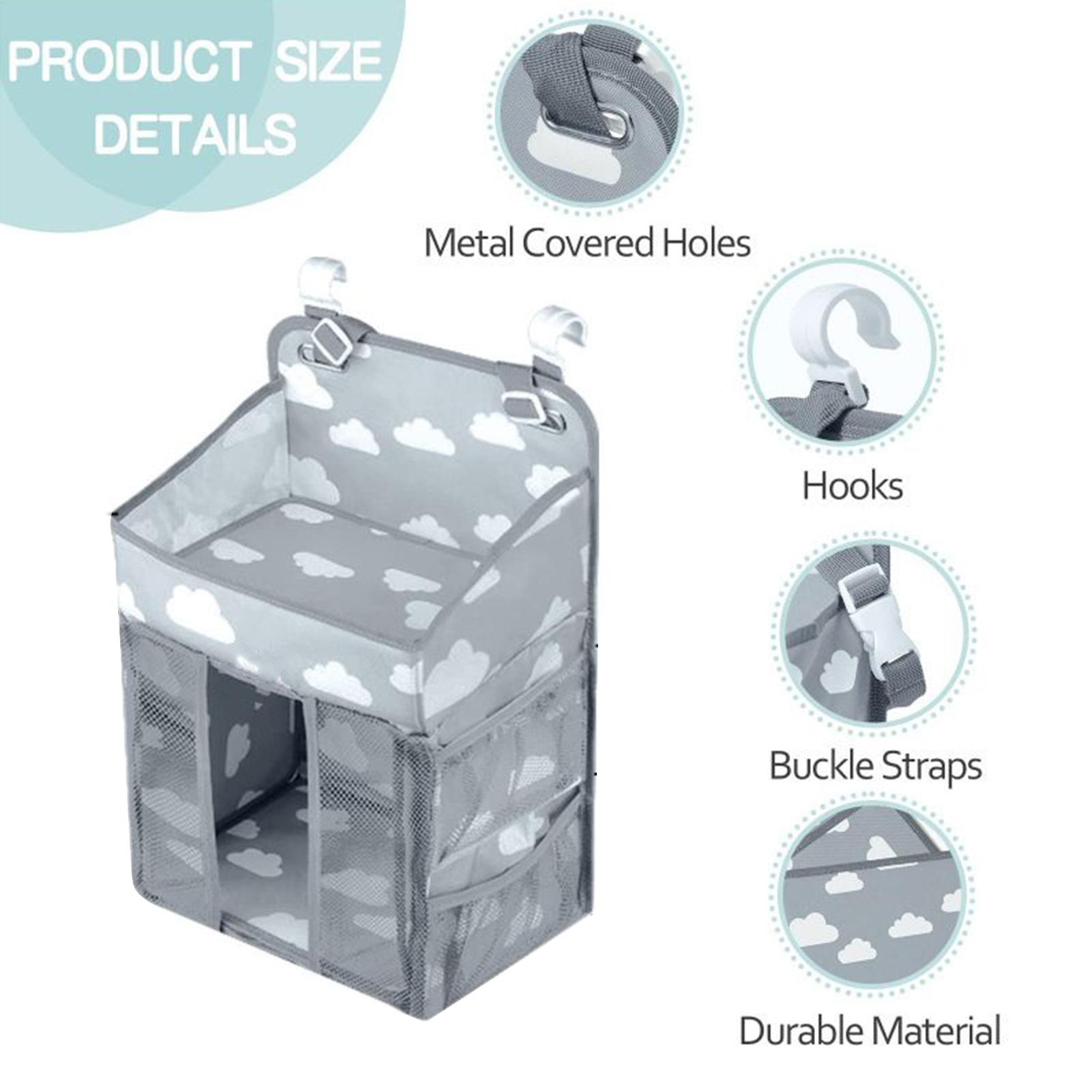 Baby Nursery Crib - Crib Diaper Organizer Waterproof Adjustable Multi-Pocket