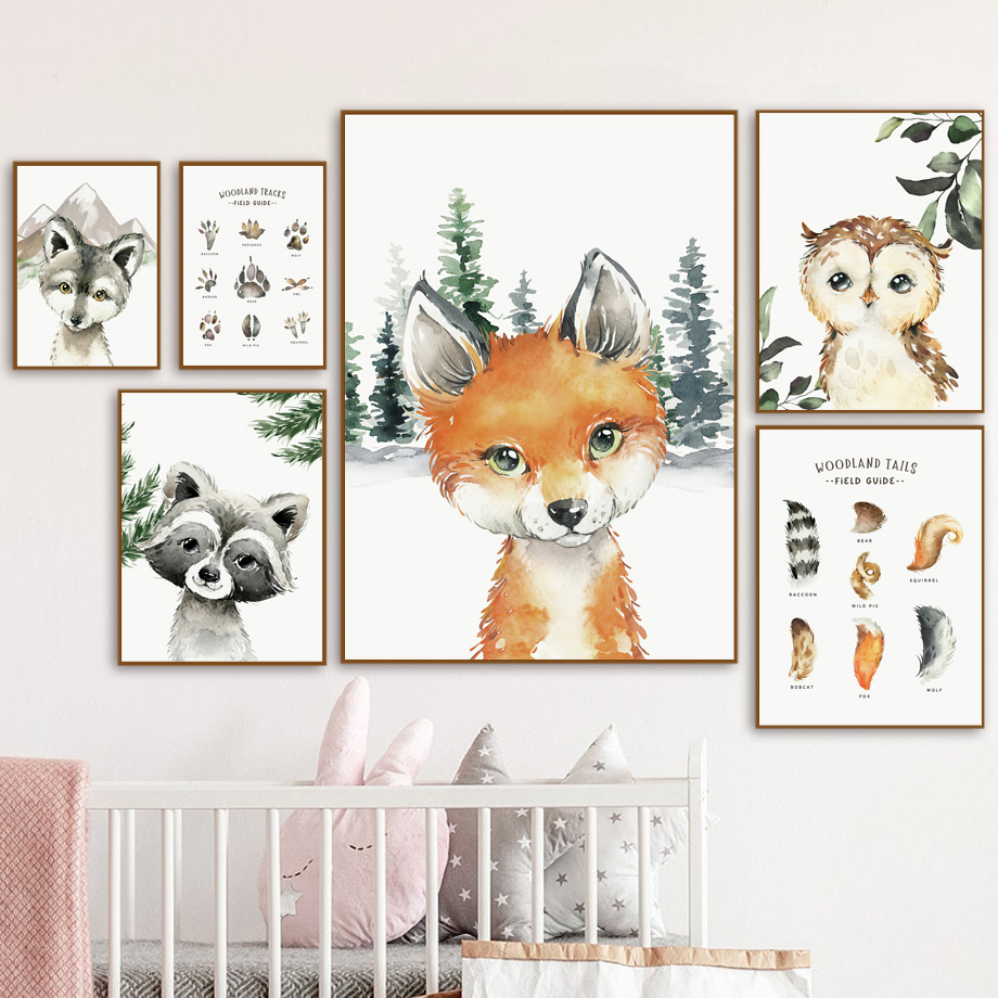 Animals Baby Nursery - Fox Raccoon Owl Wolf Forest Nursery