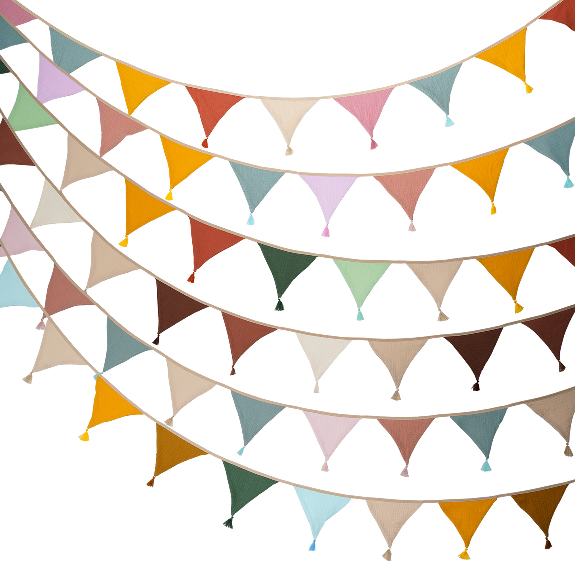 Baby Nursery Bunting - 2.6M/8.5FT Nursery Fabric Bunting 10 Triangle