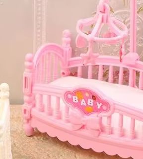 Baby Nursery Crib - 1:12 Dollhouse Miniature Mini Baby Bed