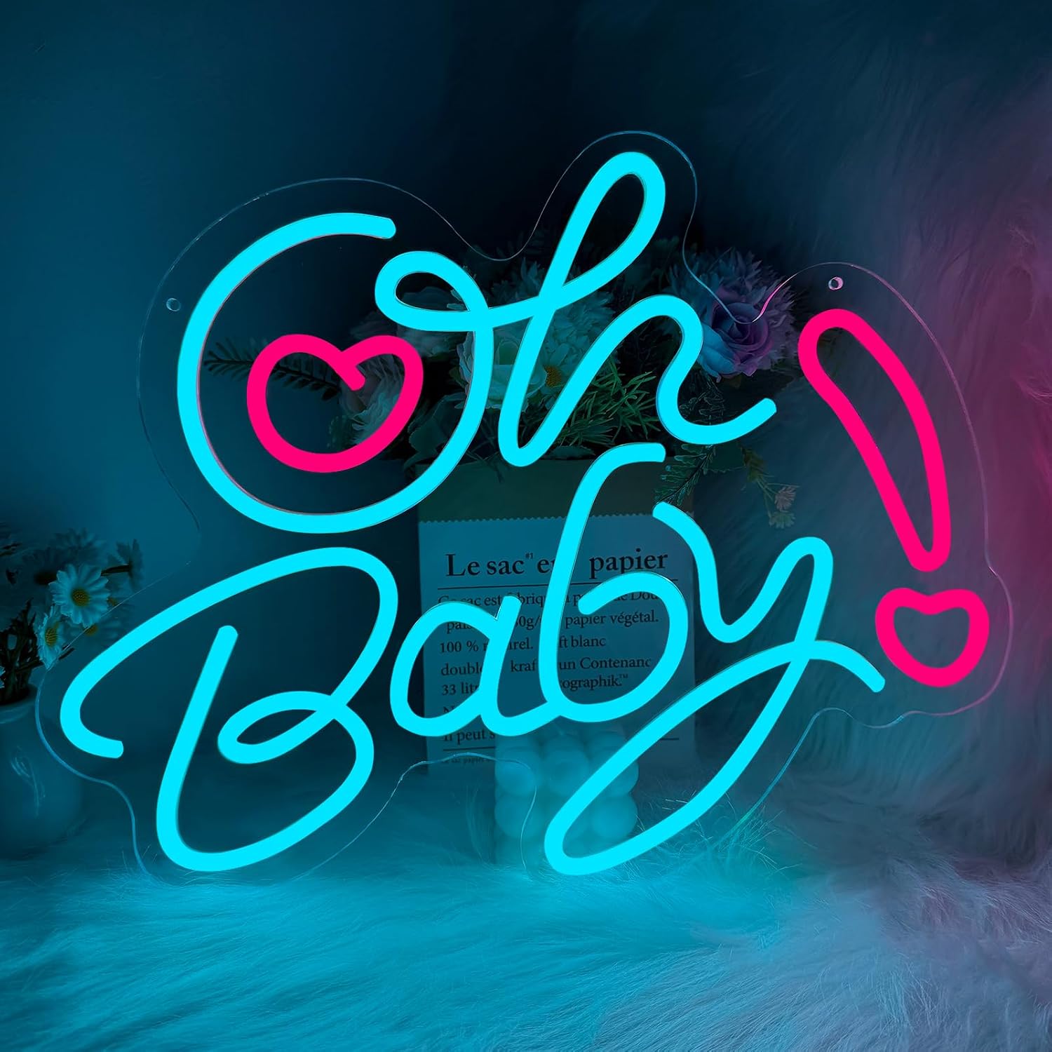 Baby Nursery Wall Lights - Oh Baby Heart LED Neon Sign