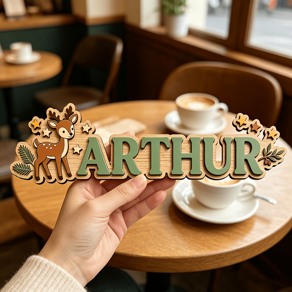 Baby Nursery Name - Custom Deer & Star Wooden Name