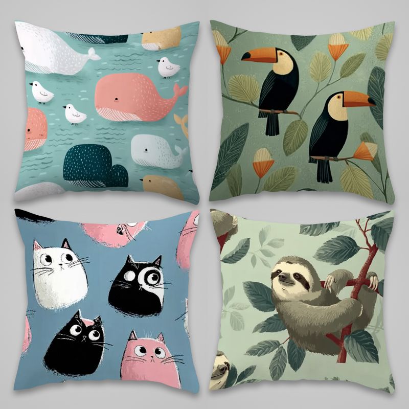 Baby Nursery Chair - 4 Piece Pillowcase Set Cute Animal
