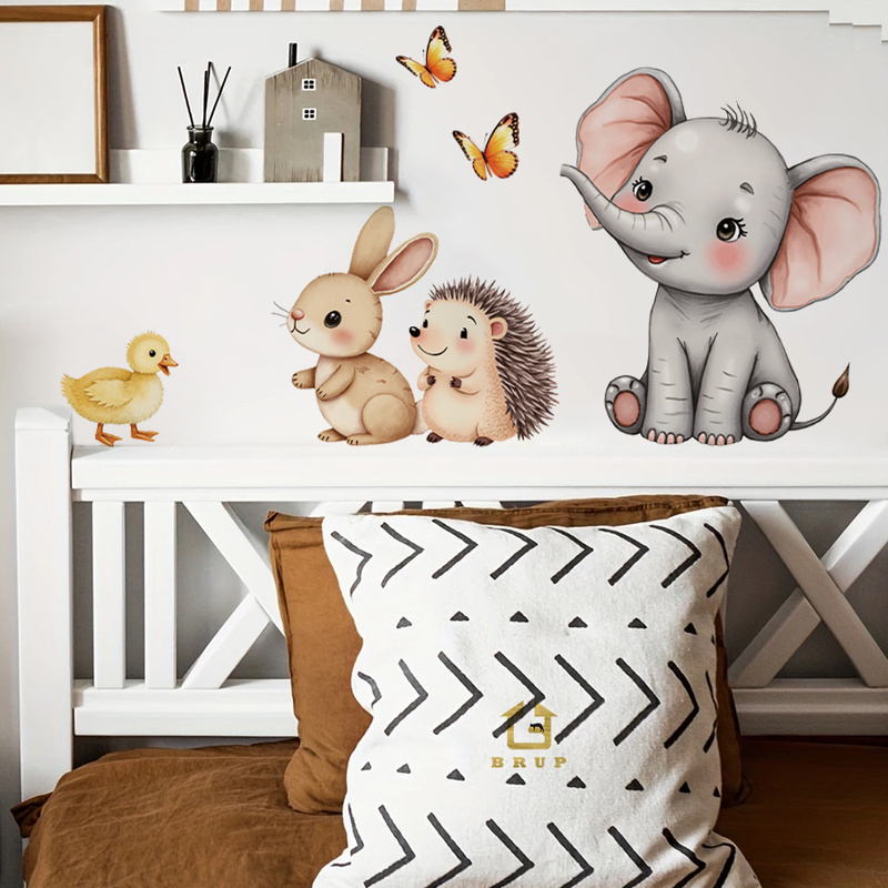 Baby Nursery Wall Art - Cartoon Animal Wall Sticker - Elephant