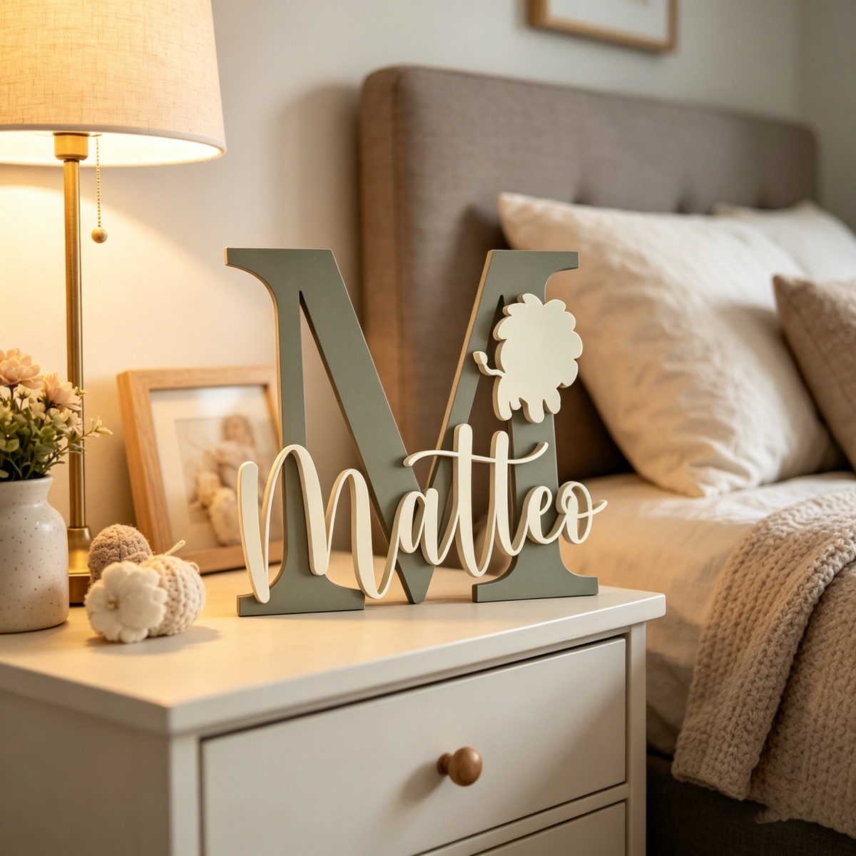 Baby Nursery Name - 1Pc Custom Lion Name & Initial
