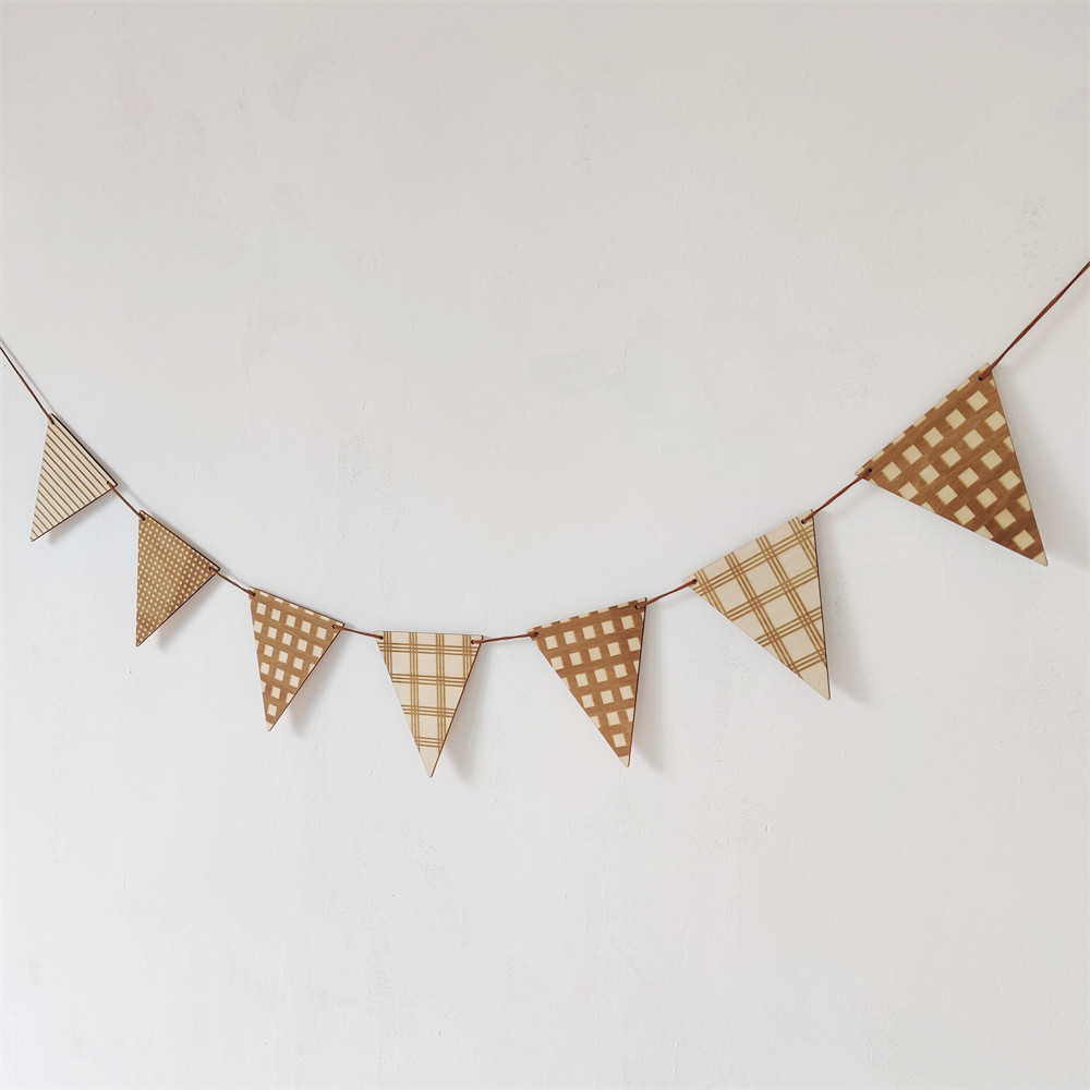Baby Nursery Bunting - Nordic Wooden Triangle Flag Wall Hanging