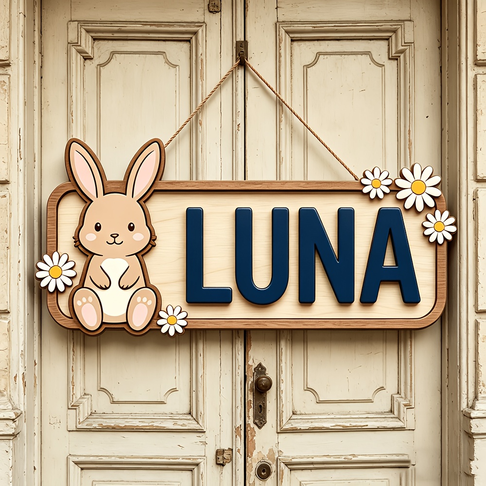 Customizable Bunny & Daisy Woo - Baby Nursery Accent Wall review and price