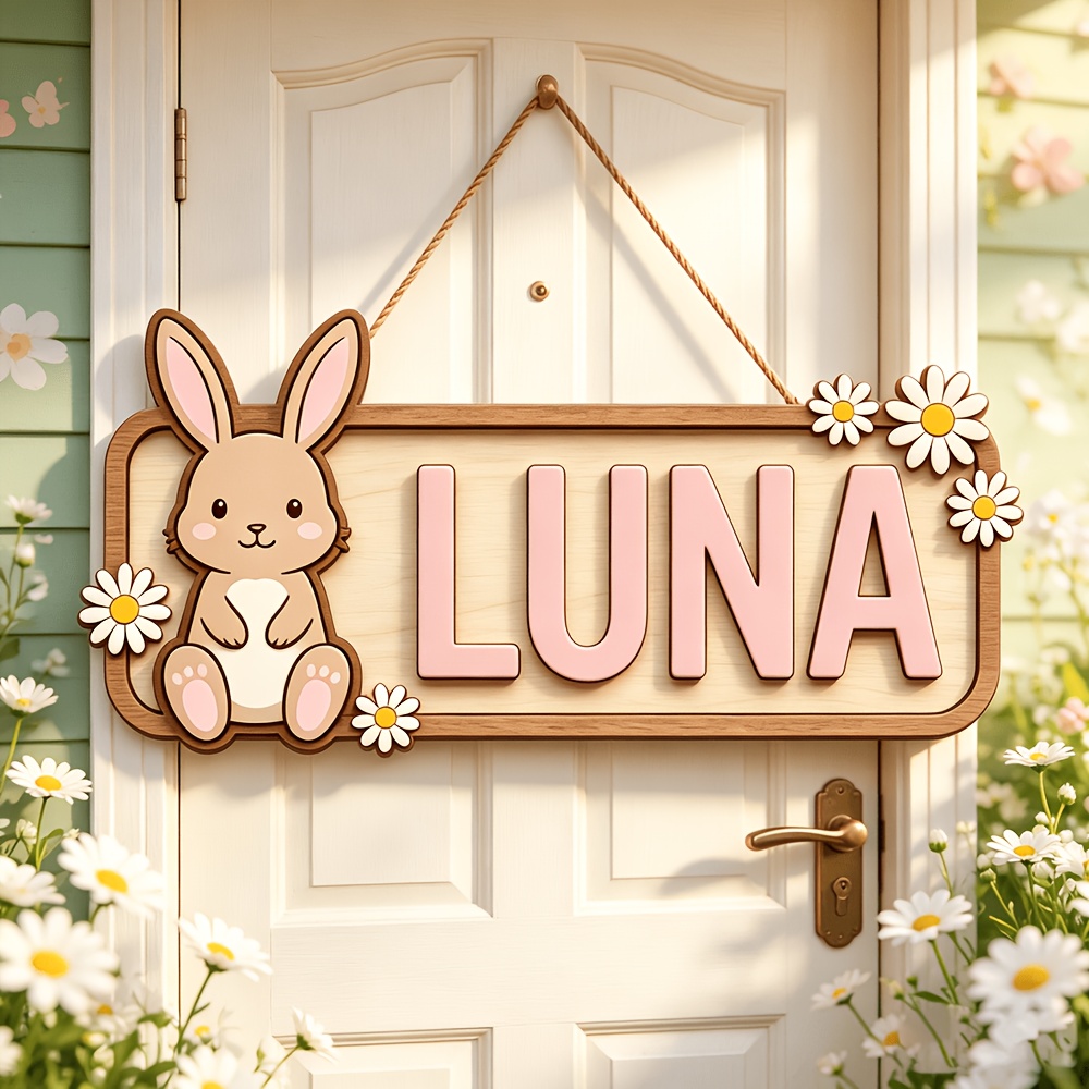 Customizable Bunny & Daisy Woo - Baby Nursery Accent Wall review and price