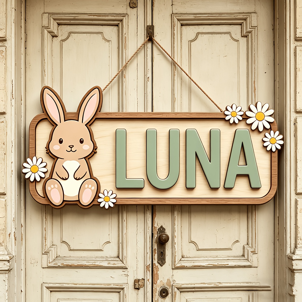 Customizable Bunny & Daisy Woo - Baby Nursery Accent Wall review and price