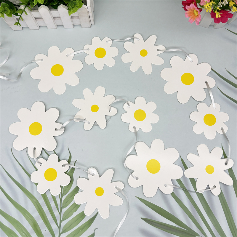 1Set White Daisy Flower Banner - Baby Nursery Bunting review and price