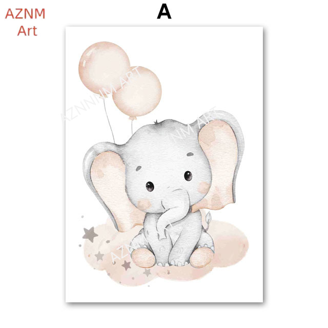 Elephant Balloon Rainbow Moon  - Baby Nursery Wall Art review and price