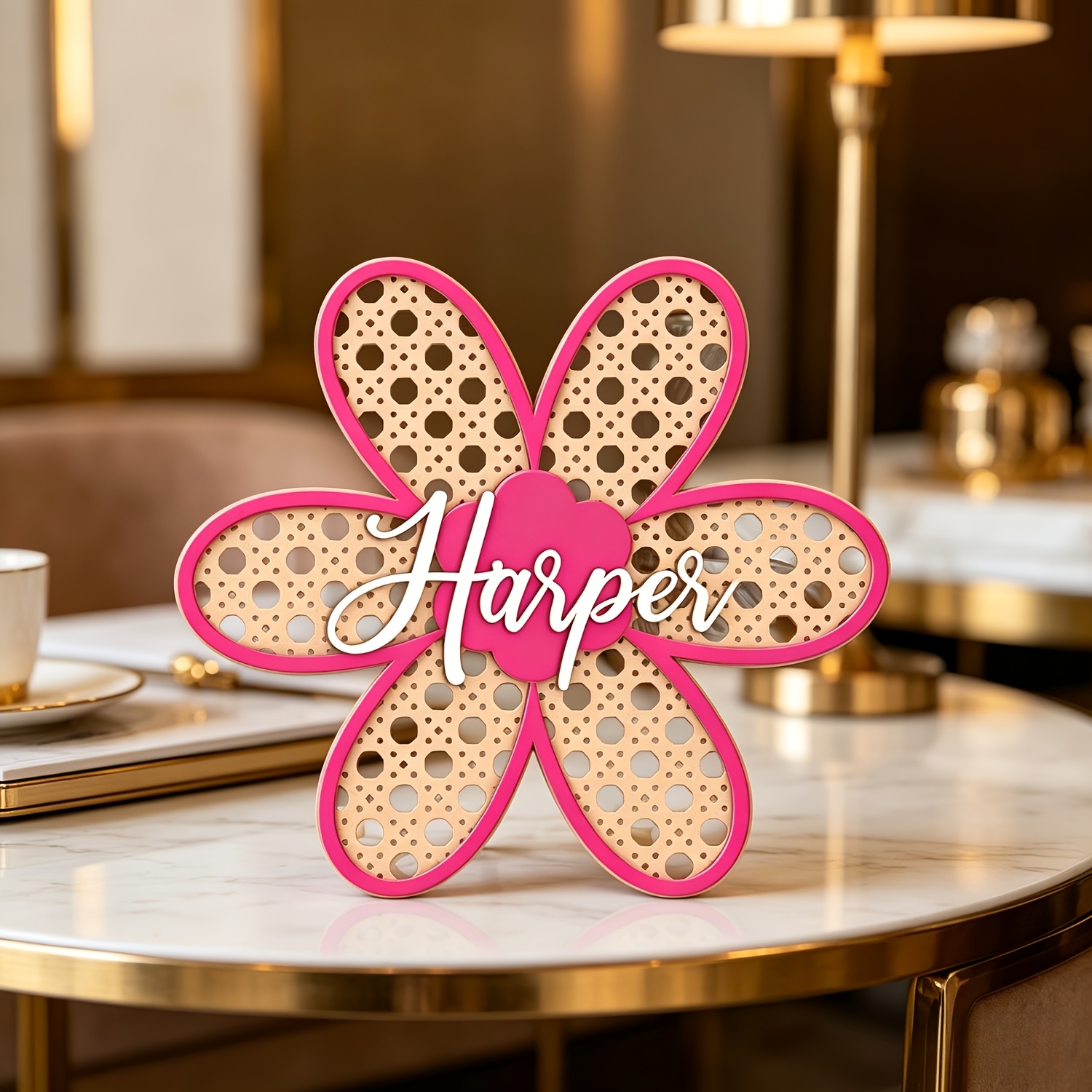 Personalized Boho Rattan Flowe - Baby Nursery Name review and price
