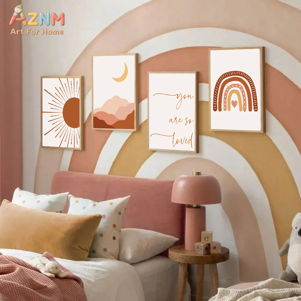 AZNM Boho Sun Moon Rainbow Can - Baby Nursery Wall Art review and price