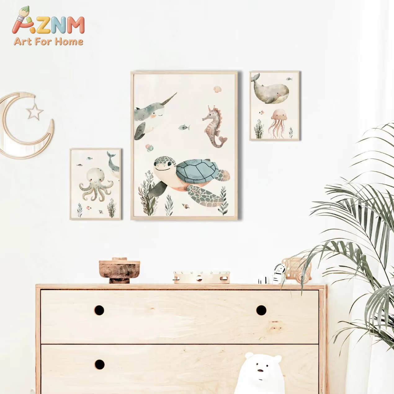 AZNM Watercolor Cute Ocean Ani - Animals Baby Nursery review and price
