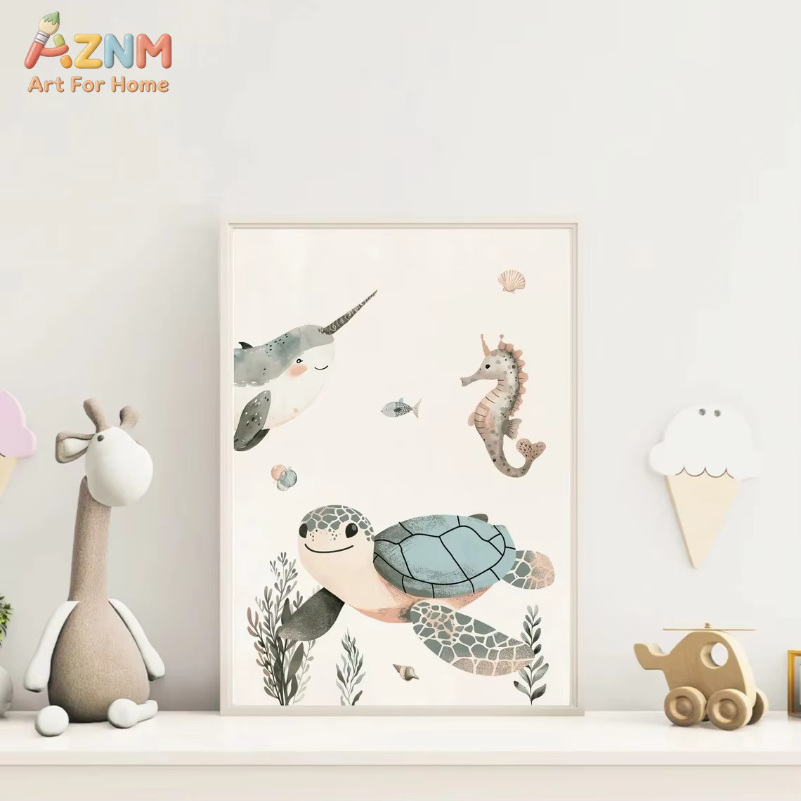 AZNM Watercolor Cute Ocean Ani - Animals Baby Nursery review and price