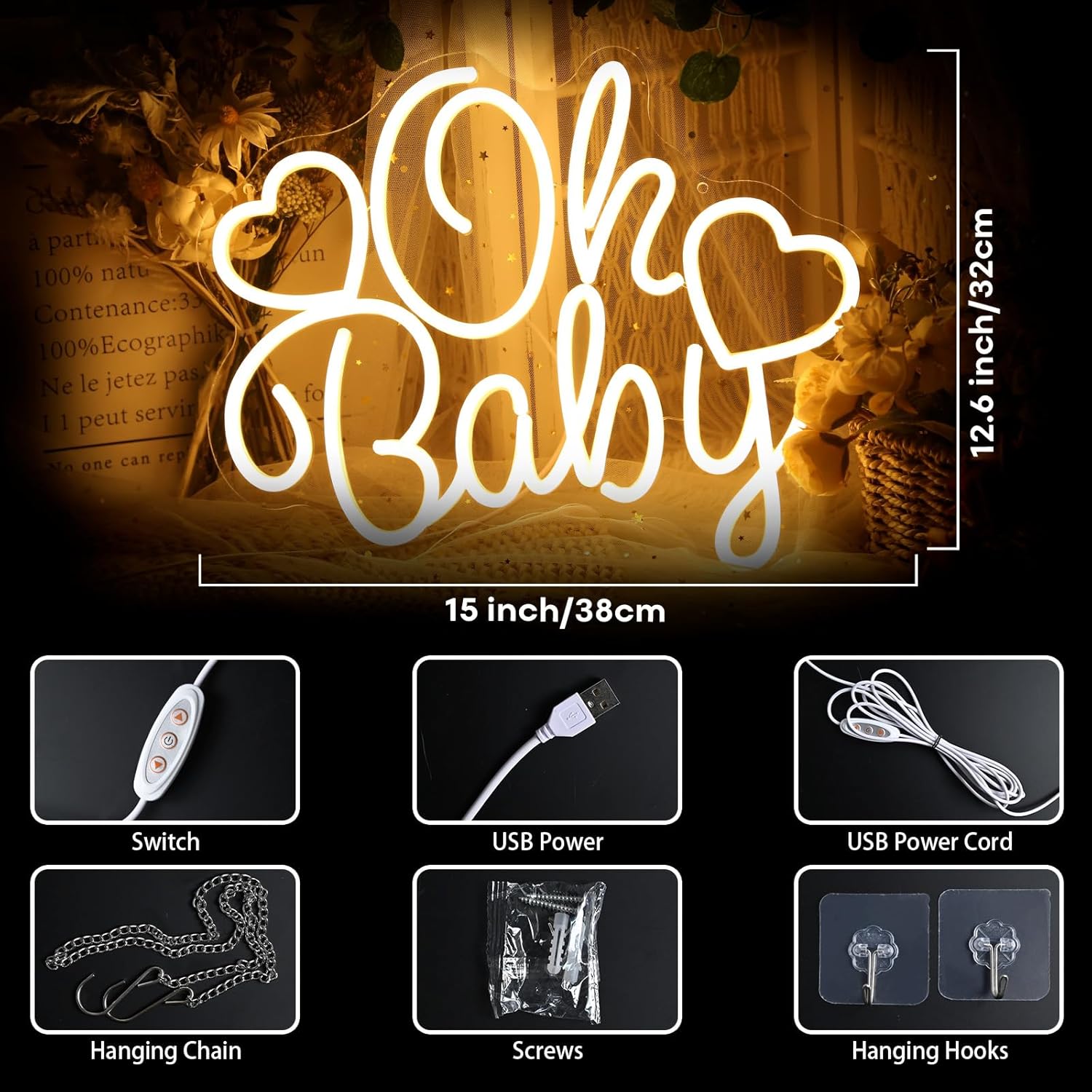 Oh Baby Neon Sign LED Marquee  - Baby Nursery Wall Lights review and price