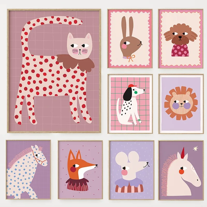 Cartoon Cute Animals Illustrat - Baby Nursery Wall Art review and price