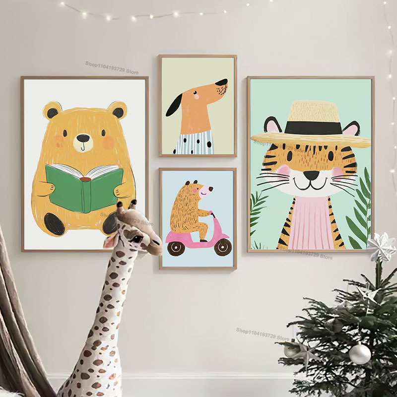 Funny Animals Bear Tiger Dog C - Animals Baby Nursery review and price