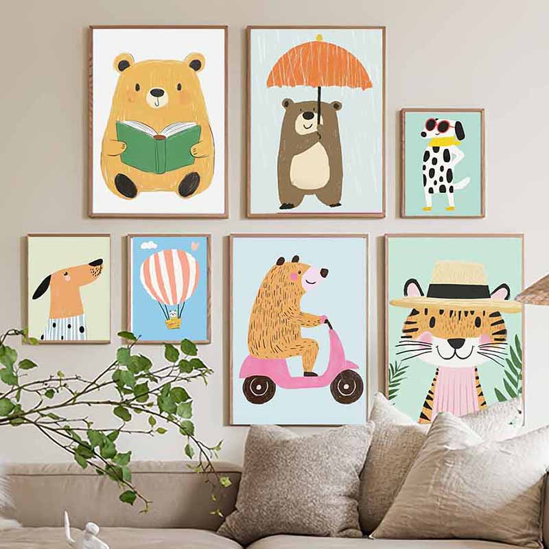 Funny Animals Bear Tiger Dog C - Animals Baby Nursery review and price