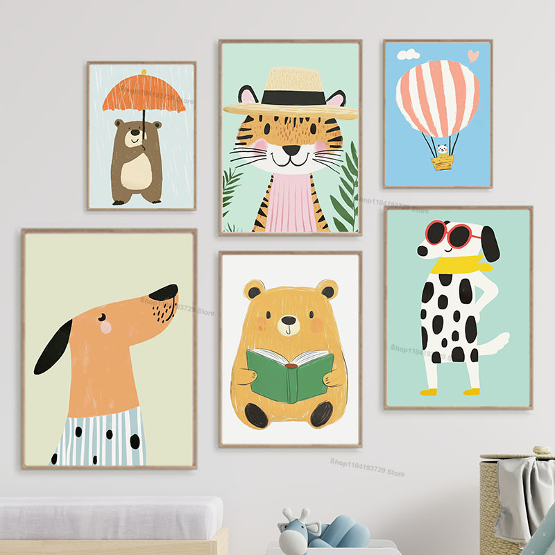 Funny Animals Bear Tiger Dog C - Animals Baby Nursery review and price