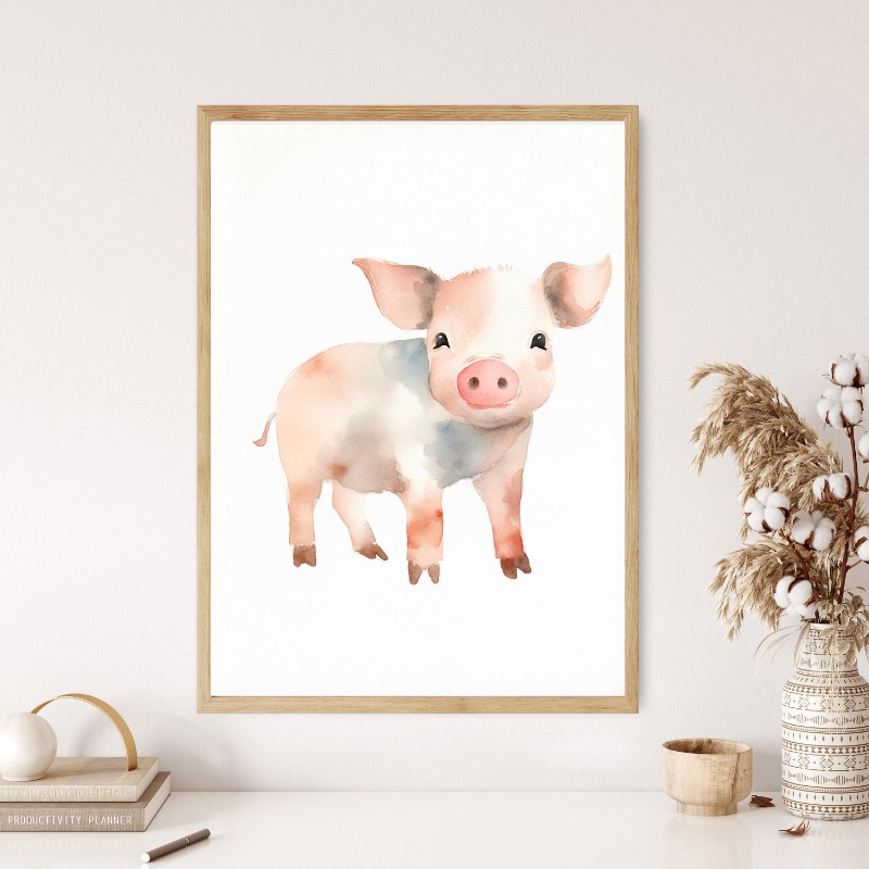 Watercolor Farm Animals Baby H - Baby Nursery Animal Pictures review and price