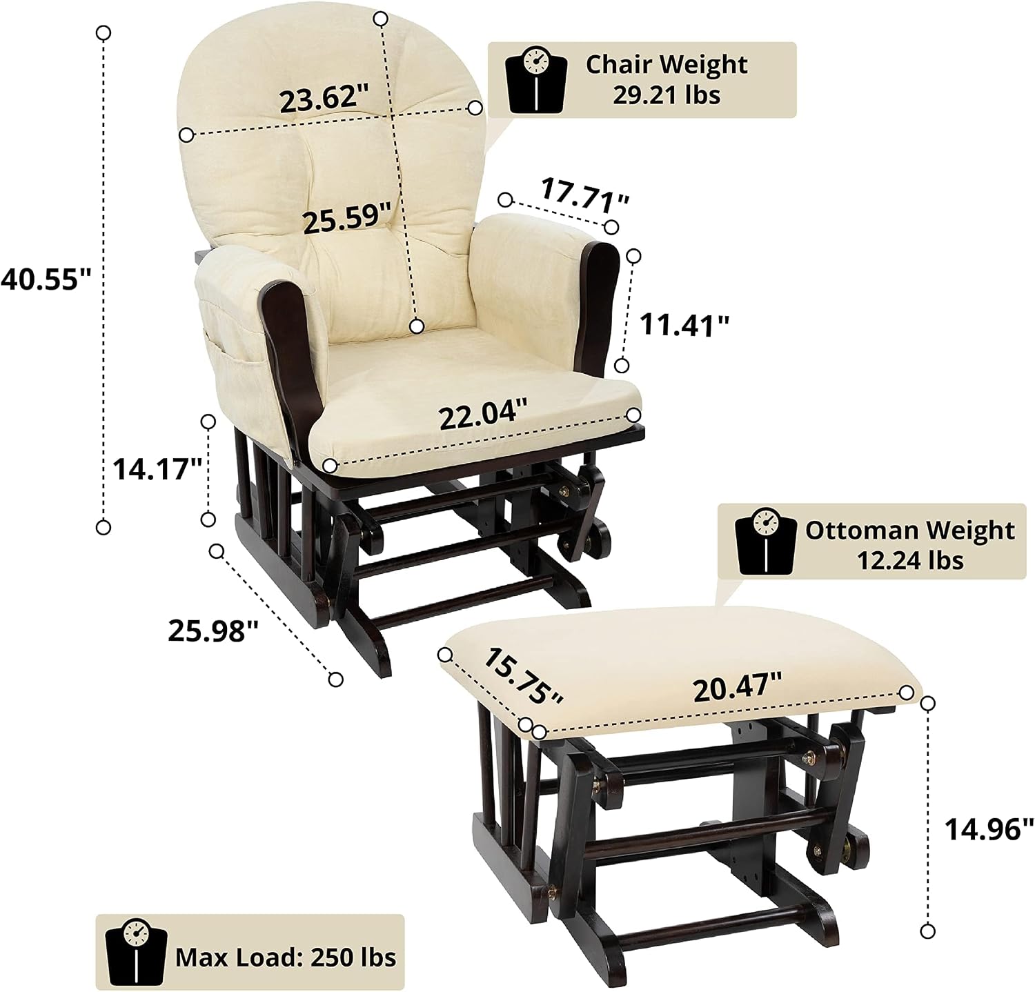 Upholstered Indoor Glider Rock - Baby Nursery Ottoman review and price