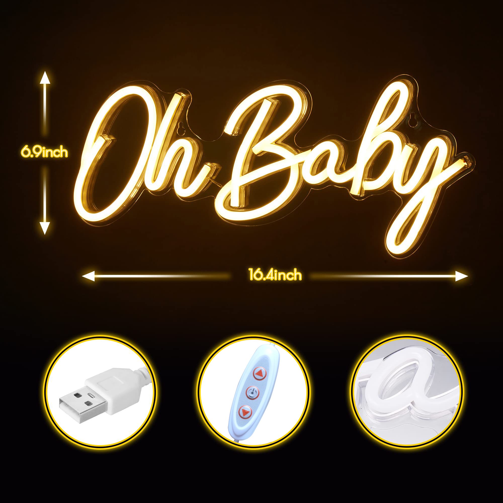 Oh Baby Neon Sign USB Dimmable - Baby Nursery Wall Lights review and price