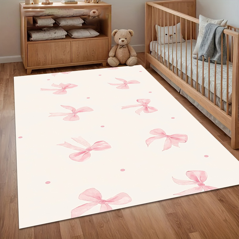 Watercolor Pink Bow Area Rug N - Soft Rug Nursery review and price