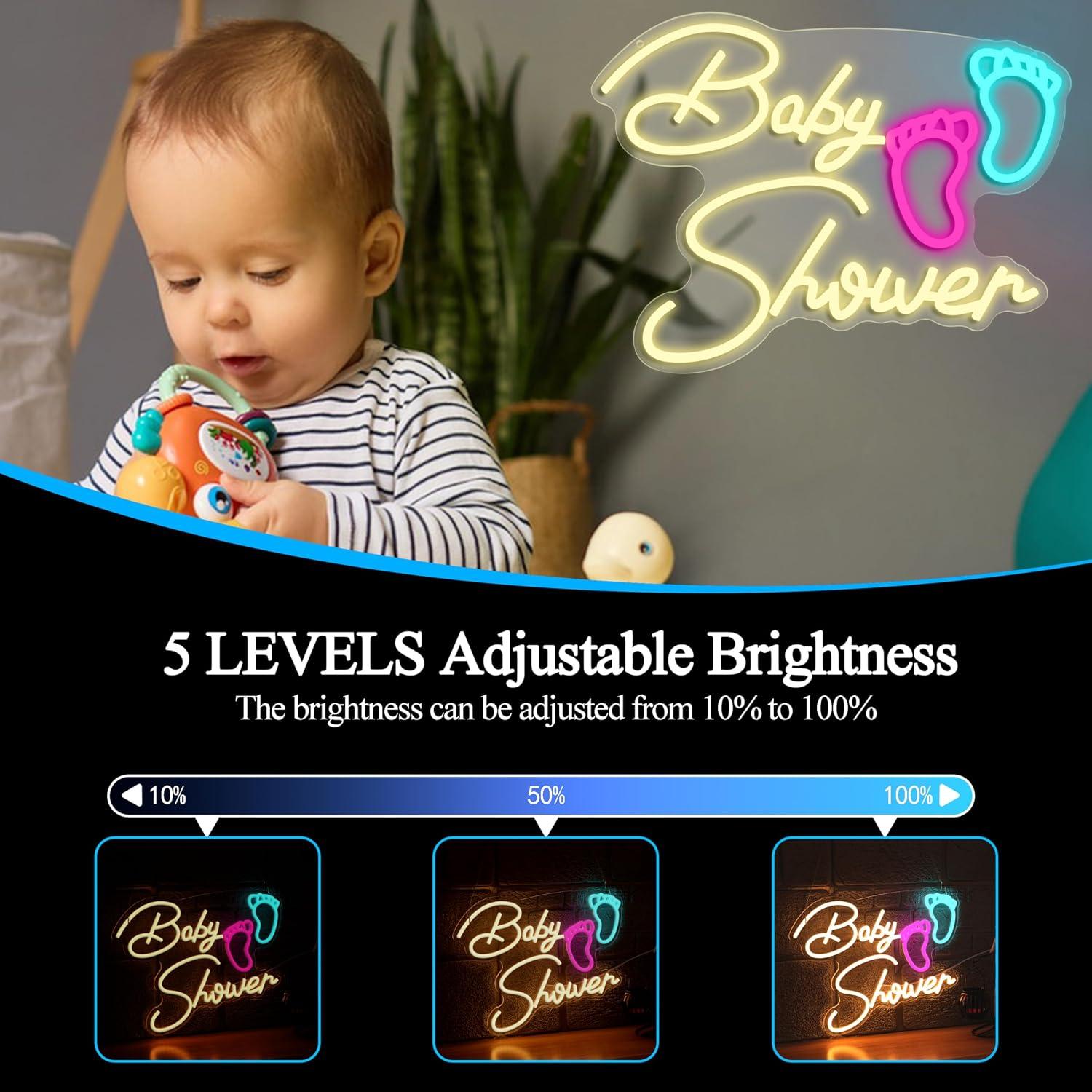 Baby Shower Neon Sign USB Dimm - Baby Nursery Wall Lights review and price