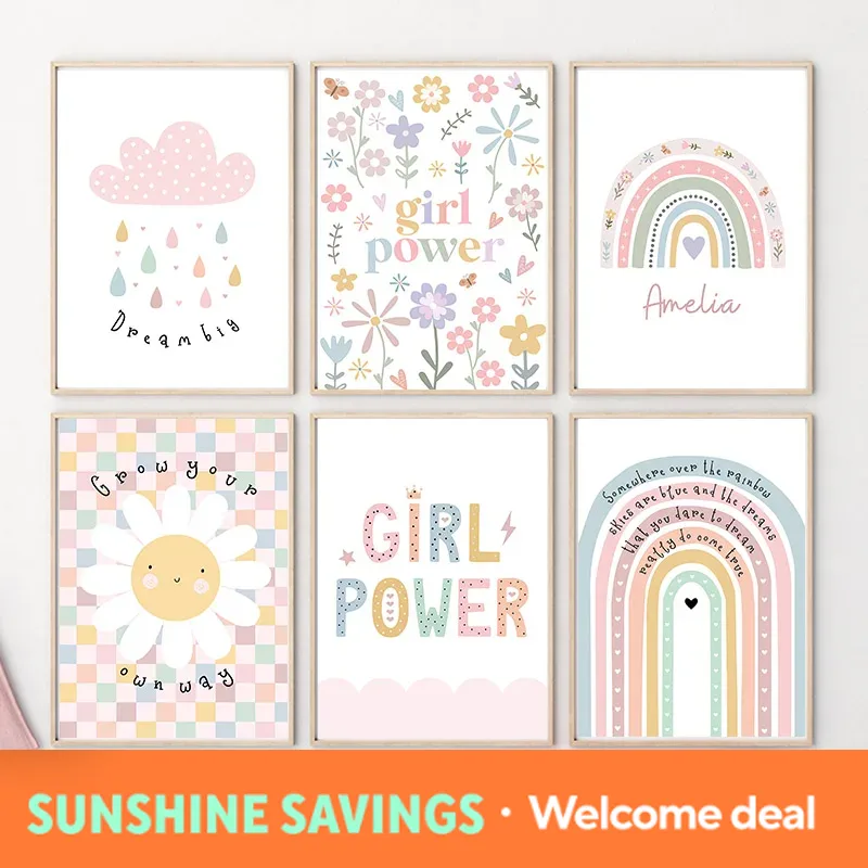 Sun Flower Rainbow Cloud Heart - Baby Nursery Wall Art review and price