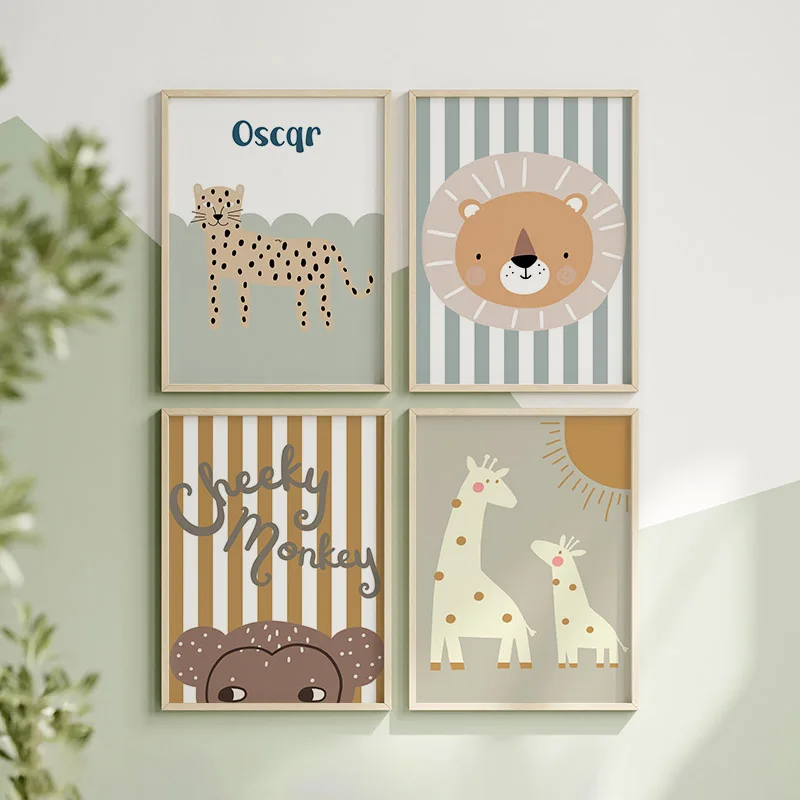Cartoon Giraffe Leopard Lion M - Baby Nursery Animal Pictures review and price