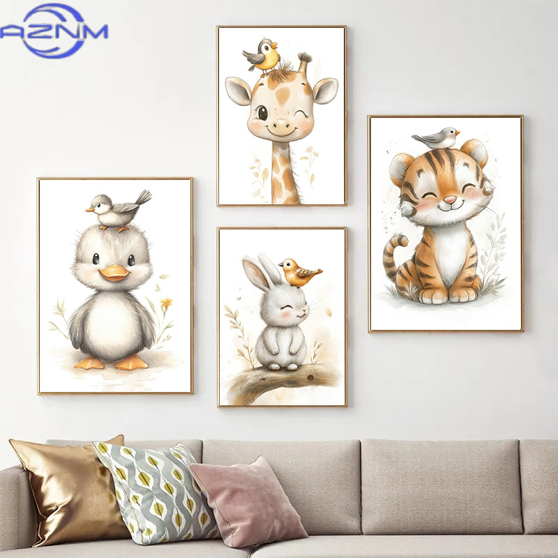AZNM Boho Style Cartoon Animal - Baby Nursery Animal Pictures review and price