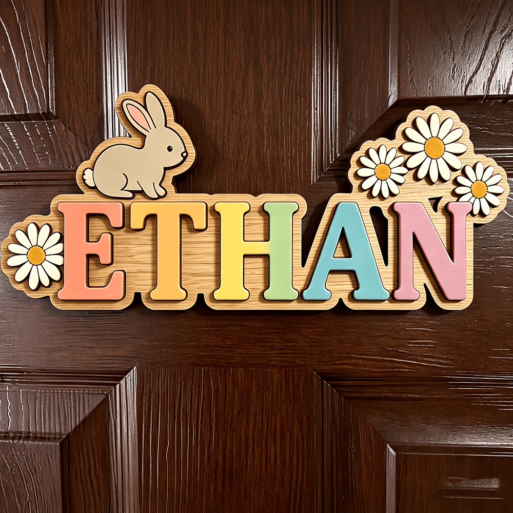 Customizable Rainbow Bunny & D - Baby Nursery Accent Wall review and price