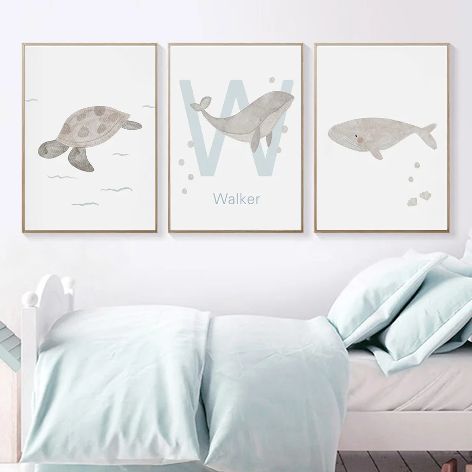 Custom Name Whale Octopus Turt - Baby Nursery Animal Pictures review and price