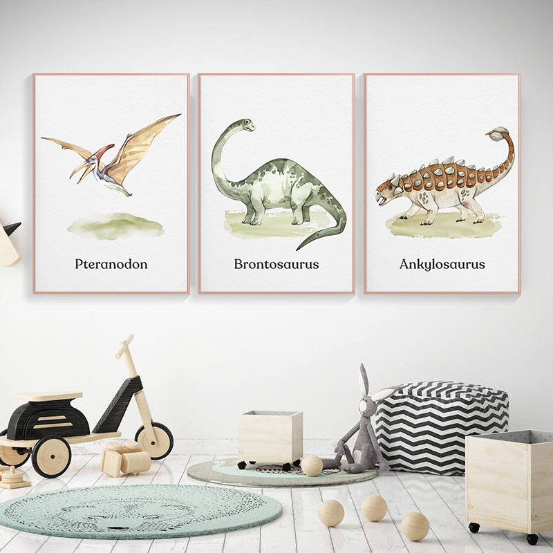 Watercolor Dinosaur Poster Nur - Baby Nursery Animal Pictures review and price